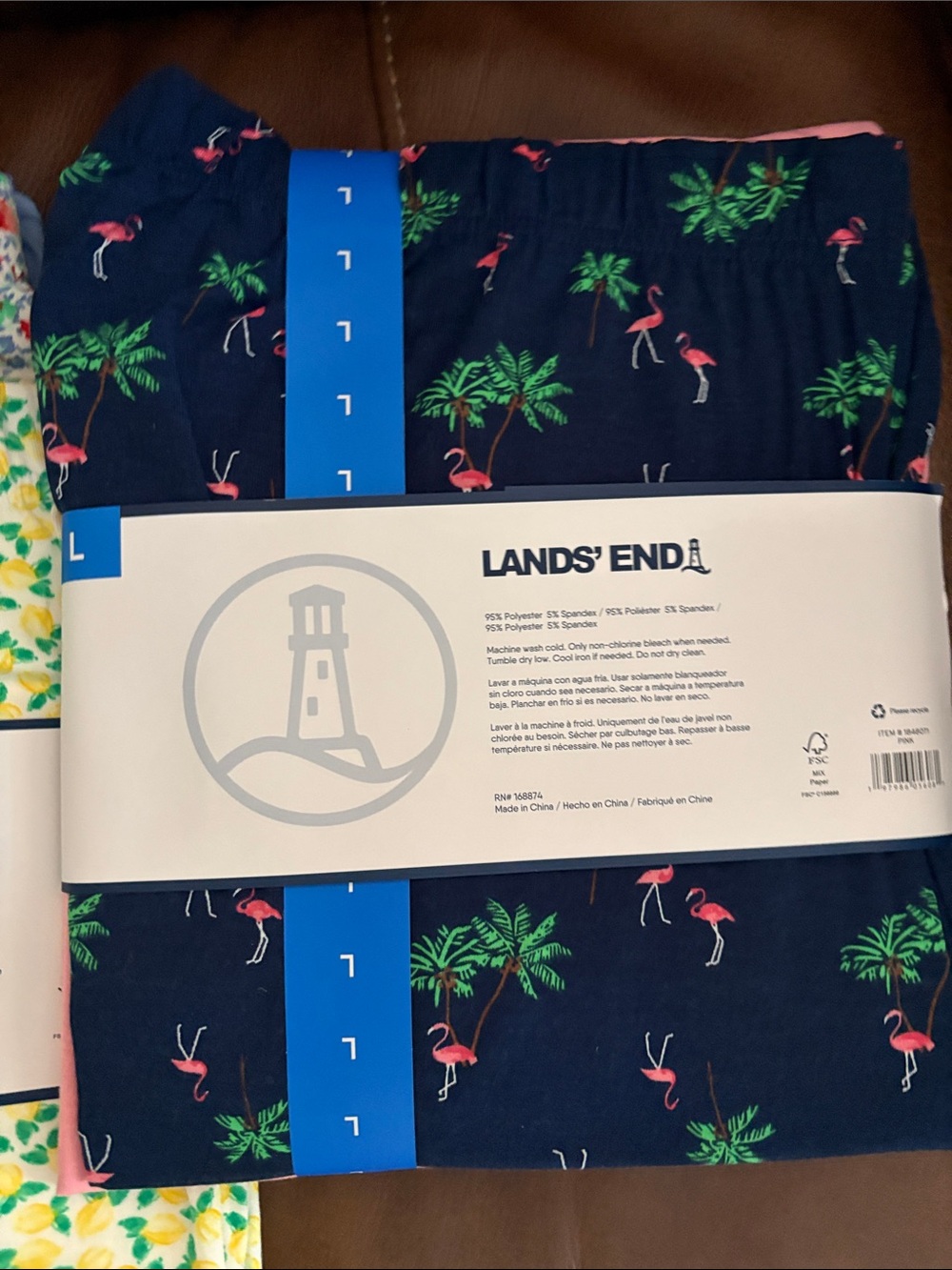 Lands' End Women's Short Sleeve Knit Pajama Sets in Yellow, Blue, Pink - Picture 7 of 8